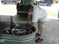 One of the aerated holding tanks